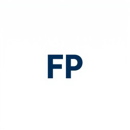 A minimalist design featuring the abbreviation 'FP' in large, bold letters at the center of a 500x500 pixel canvas