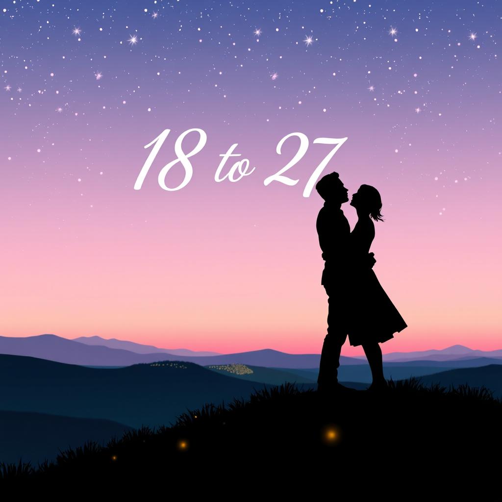 A dreamy book cover featuring a gradient of light purple, soft pink, and light blue, resembling a twilight sky filled with twinkling stars to create a romantic atmosphere