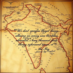 An intricately designed vintage map of Gujarat, India, showcasing detailed geographical features and landmarks