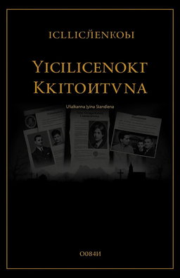 Book cover design with a dark and somber theme, incorporating elements of historical significance related to Polish and Ukrainian contexts