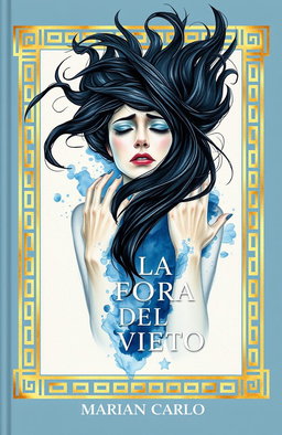 Book cover for 'La Forma del Viento' by Marián Carlo featuring elegant golden Greek-style borders