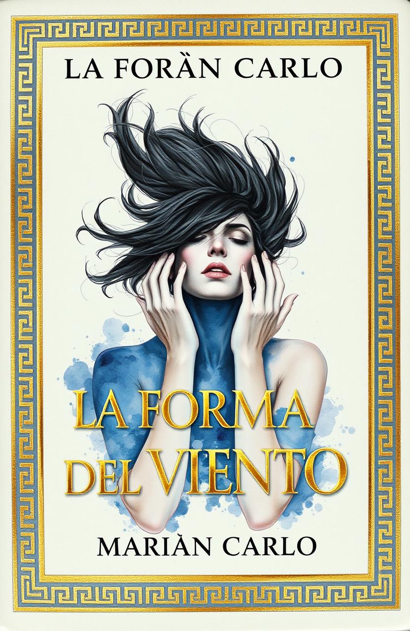 Book cover for 'La Forma del Viento' by Marián Carlo featuring elegant golden Greek-style borders