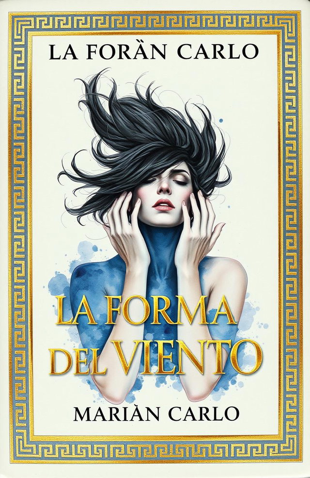Book cover for 'La Forma del Viento' by Marián Carlo featuring elegant golden Greek-style borders