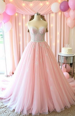 A beautiful Sweet Sixteen dress, featuring an elegant design with a sweetheart neckline and flowing layers of tulle