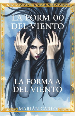 The cover of 'La Forma del Viento' by Marián Carlo features a woman in the center, depicted in watercolor with blue, gray, and black tones, conveying a sense of suffering