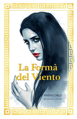 A book cover design for 'La Forma del Viento' by Marián Carlo, featuring elegant golden Greek-style borders around the edges