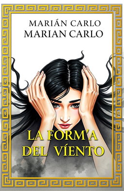 A book cover design for "La Forma del Viento" by Marián Carlo, featuring elegant golden Greek-style borders
