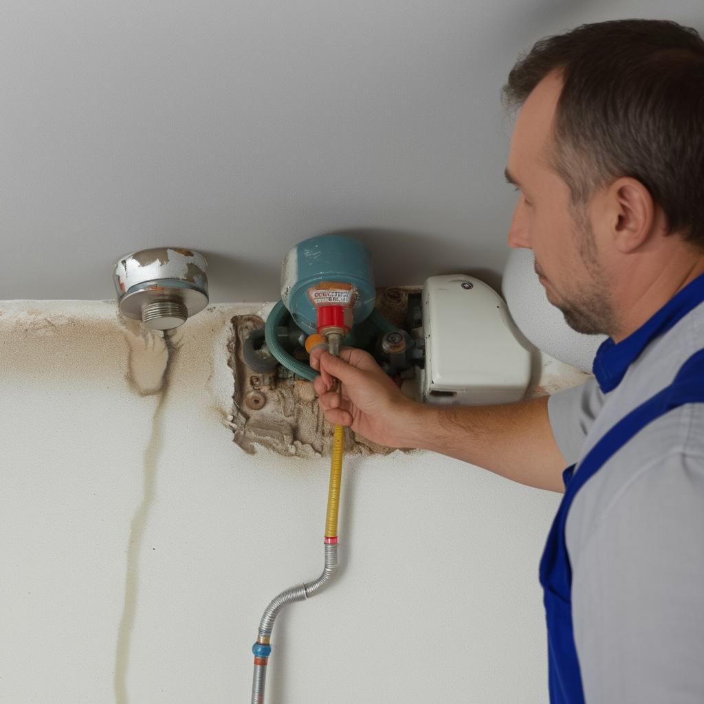 Plumber fixing leak