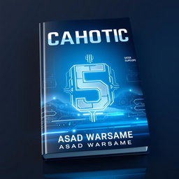 A futuristic book cover featuring a high-tech blue and silver color scheme