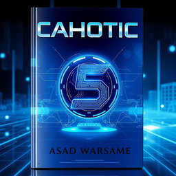 A futuristic book cover featuring a high-tech blue and silver color scheme