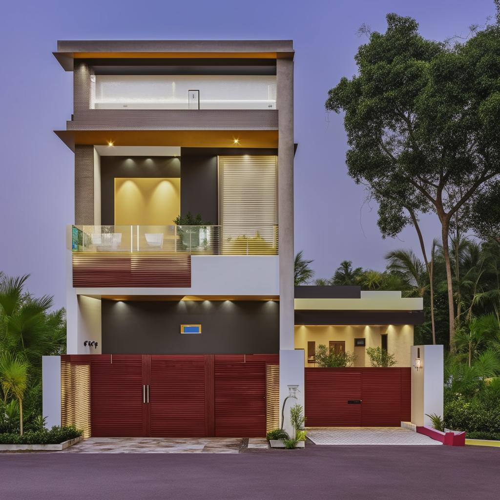 A modern house with a ground floor that includes a wash area, a servant room, ample storage, a fully-equipped kitchen, a dining area, a comfortable living room, a powder room, a welcoming guest room, and a serene pooja room.