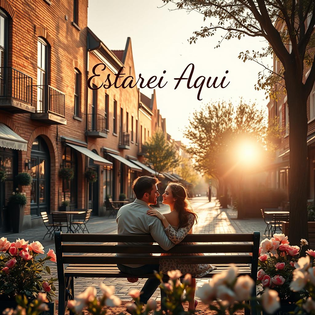 A romantic scene set in a quaint small town, capturing the essence of love and togetherness