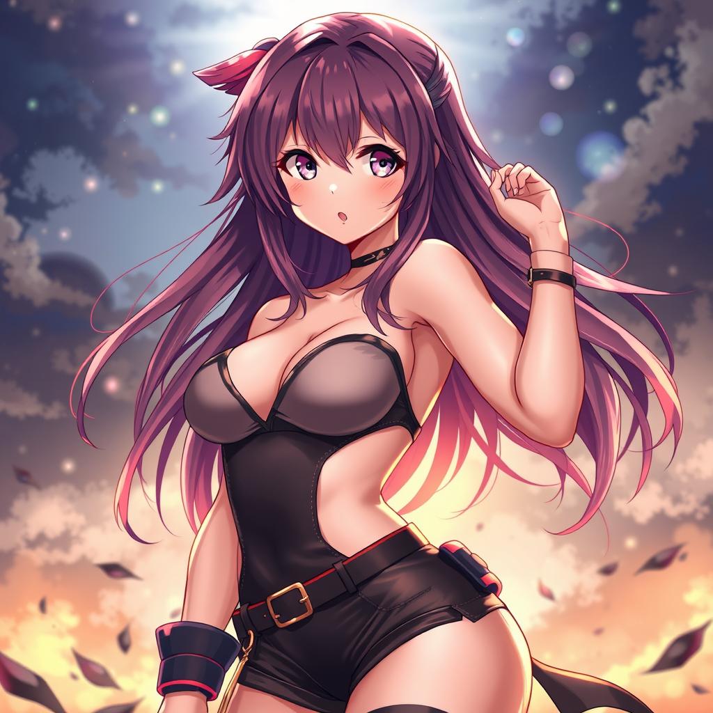 A highly detailed illustration of a sexy anime girl, featuring a hot and captivating figure