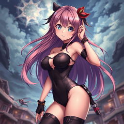 A highly detailed illustration of a sexy anime girl, featuring a hot and captivating figure