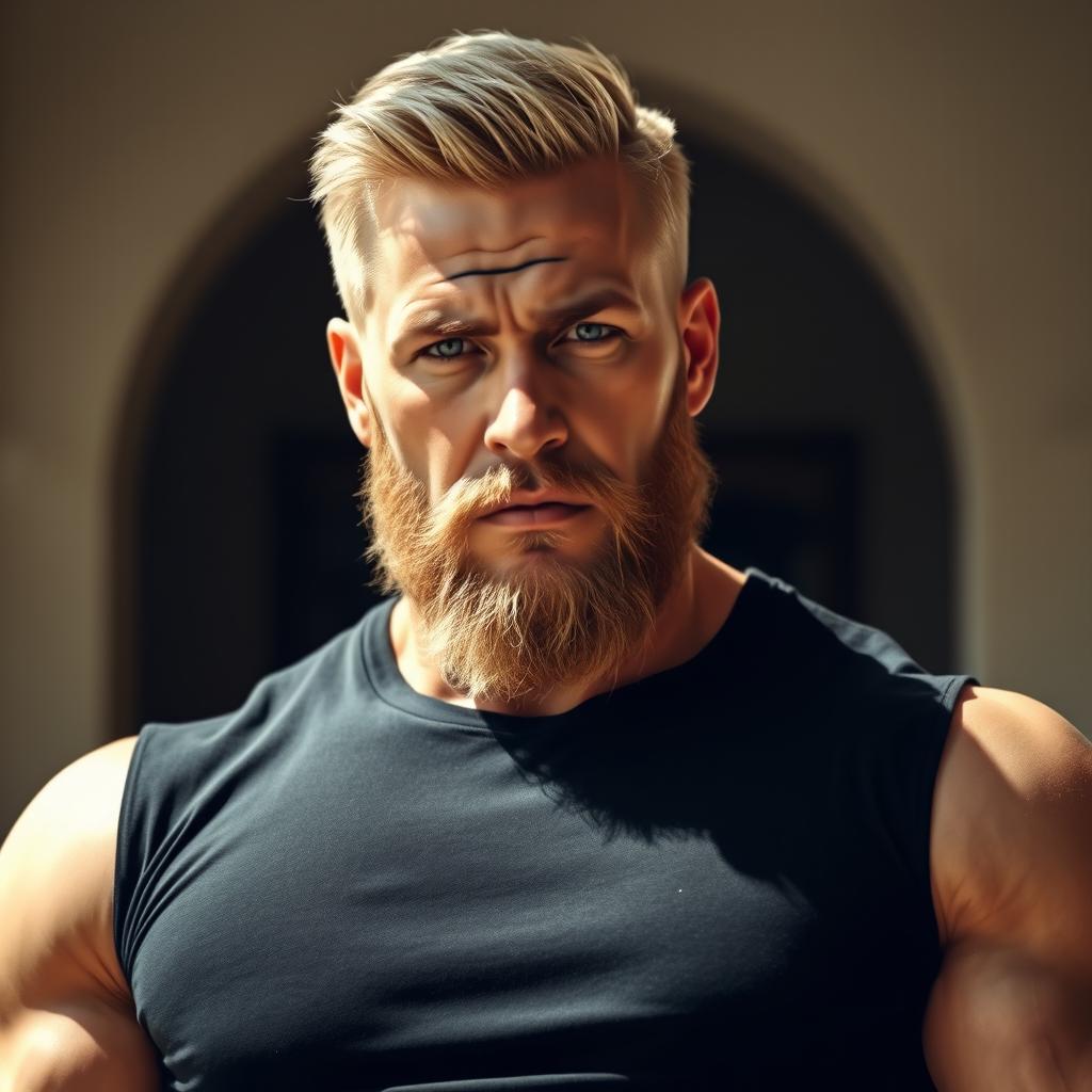 Meet the Distinctive Warrior: Tall Muscular Man with Beard