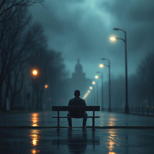 A moody and atmospheric digital artwork that captures the essence of sadness and introspection