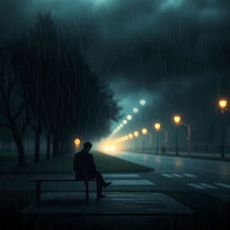 A moody and atmospheric digital artwork that captures the essence of sadness and introspection