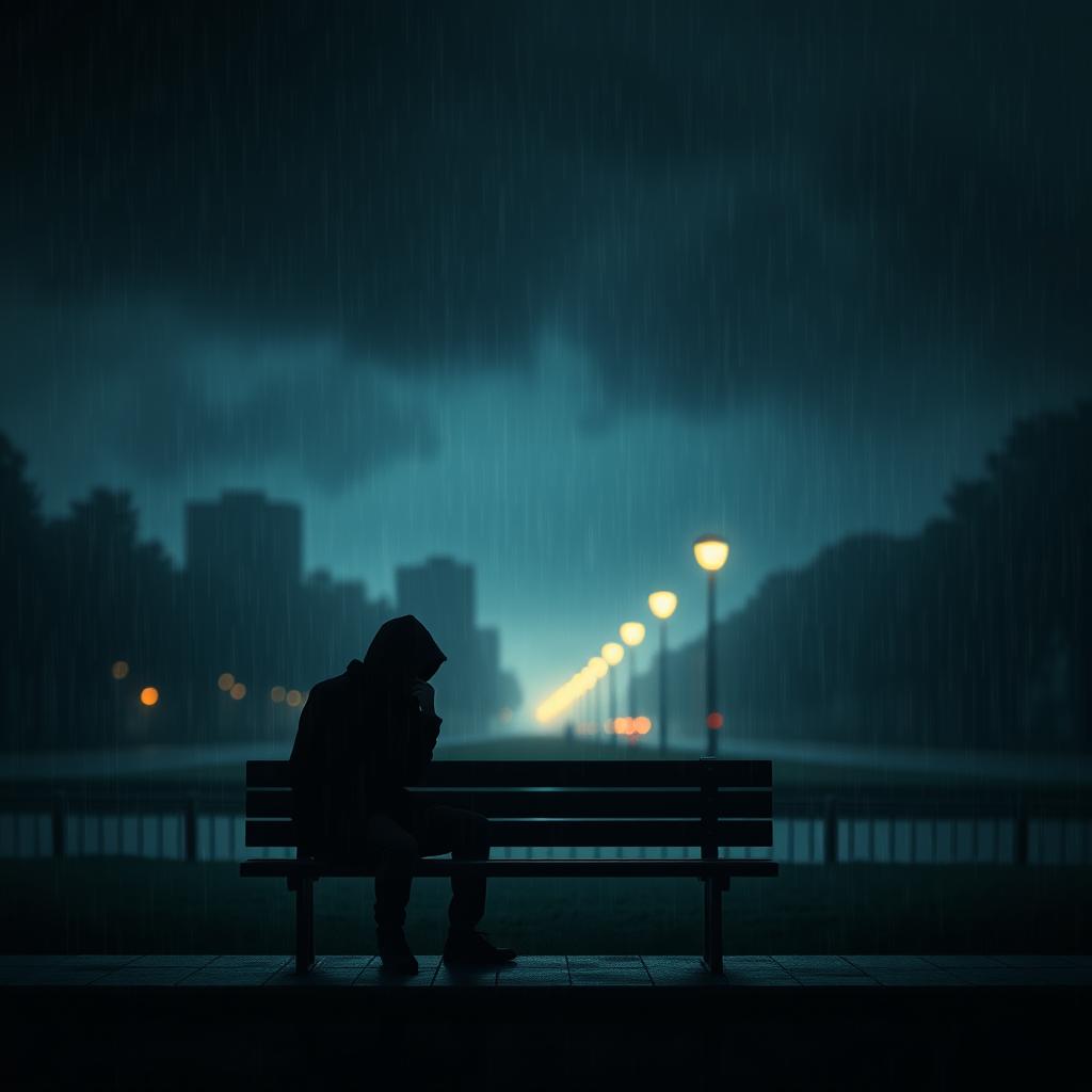 A moody and atmospheric digital artwork that captures the essence of sadness and introspection