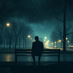 A moody and atmospheric digital artwork that captures the essence of sadness and introspection