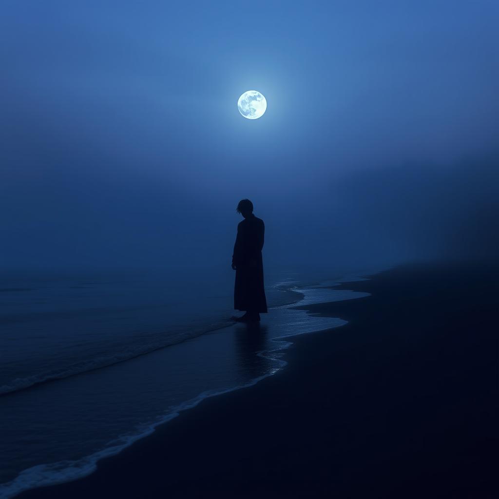 A serene and melancholic digital artwork that embodies the mood of sadness and reflection