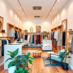 A beautifully decorated clothing store interior measuring 21 square meters