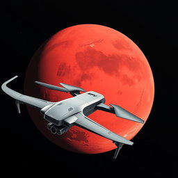 A detailed and striking illustration for a military unit flag featuring Mars in the background, showcasing its reddish surface and characteristic features like Olympus Mons and Valles Marineris