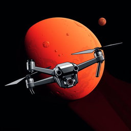 A detailed and striking illustration for a military unit flag featuring Mars in the background, showcasing its reddish surface and characteristic features like Olympus Mons and Valles Marineris