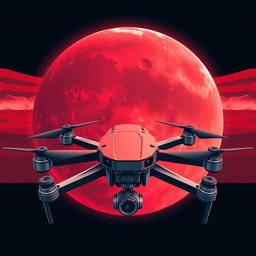 A military unit flag design featuring a vivid and detailed depiction of Mars in the background, with its distinctive red surface and polar ice caps visible