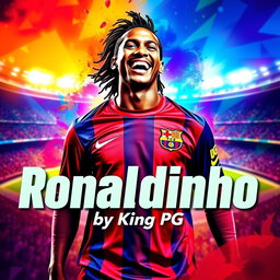 A vibrant and dynamic album cover for the song titled 'Ronaldinho' by the artist King PG