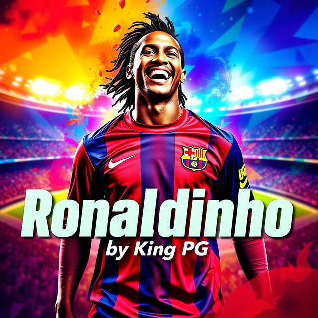A vibrant and dynamic album cover for the song titled 'Ronaldinho' by the artist King PG