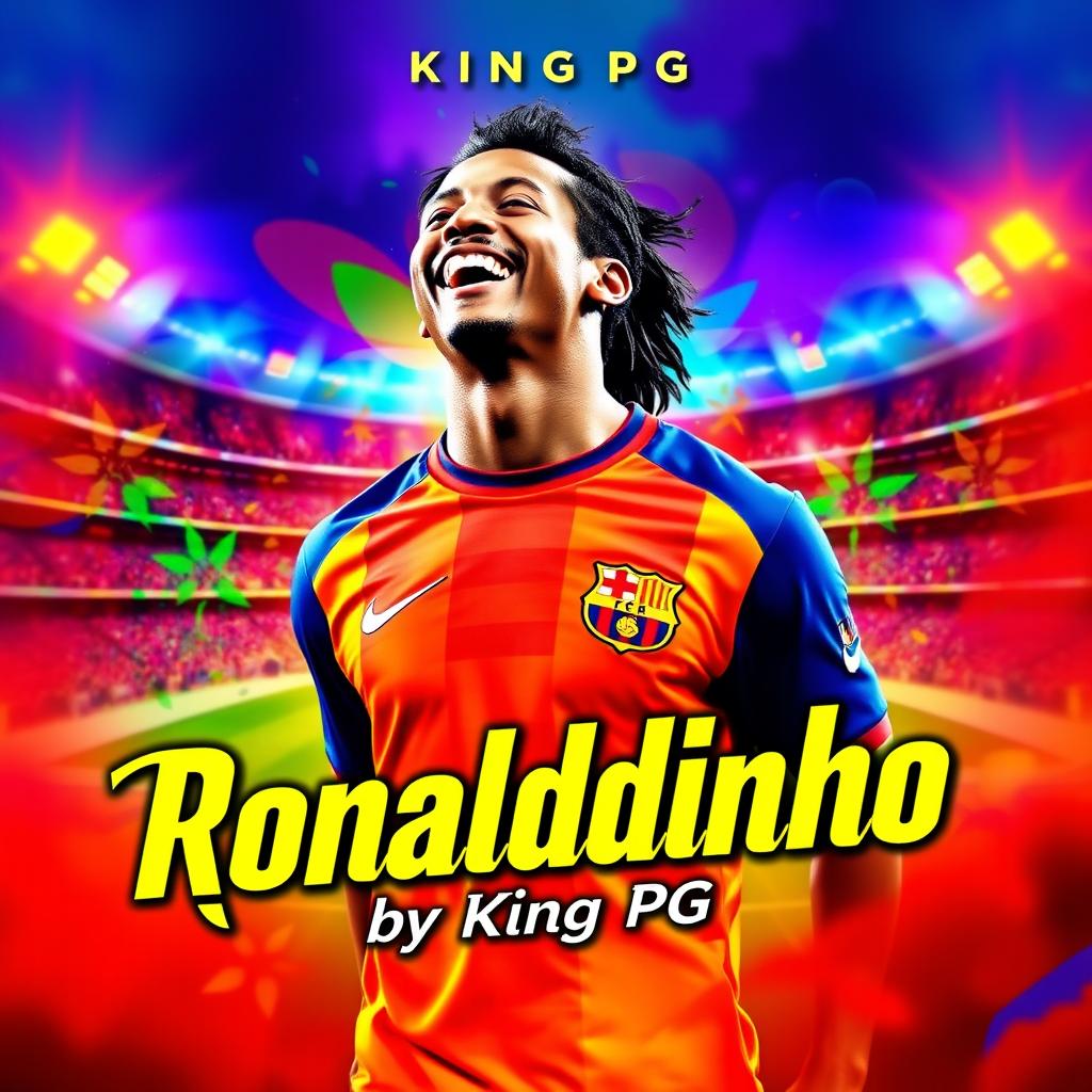 A vibrant and dynamic album cover for the song titled 'Ronaldinho' by the artist King PG