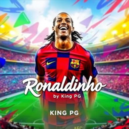 A vibrant and dynamic album cover for the song titled 'Ronaldinho' by the artist King PG