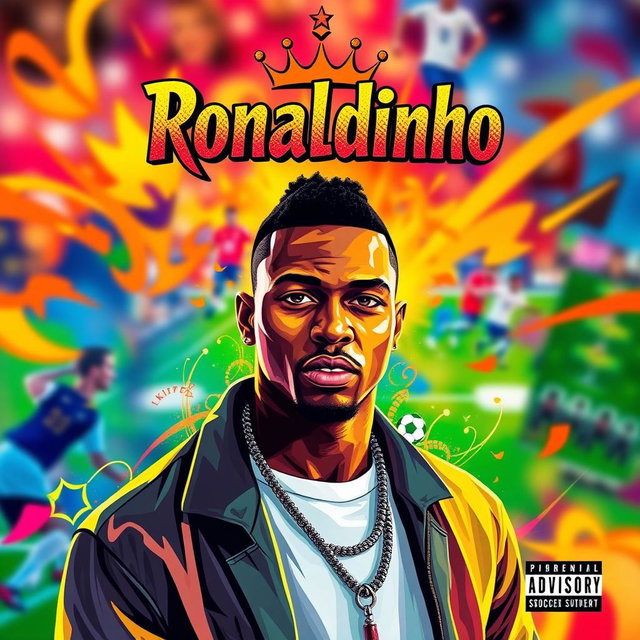 A vibrant and dynamic album cover featuring a stylized portrait of an artist named King PG, who has a confident and charismatic expression