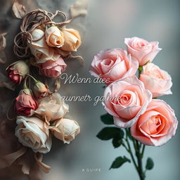 A book cover for the title "Wenn die Herzen auseinander gehen" designed in an ethereal style