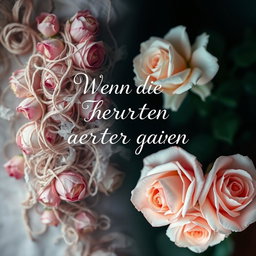 A book cover for the title "Wenn die Herzen auseinander gehen" designed in an ethereal style