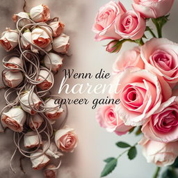 A book cover for the title "Wenn die Herzen auseinander gehen" designed in an ethereal style