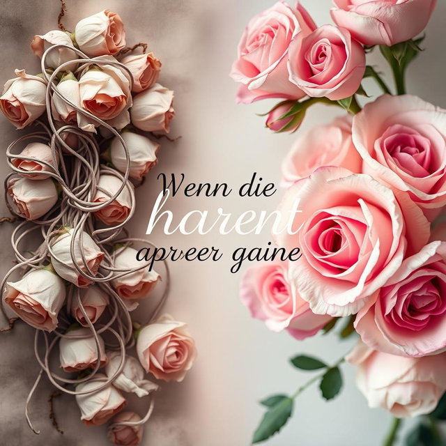 A book cover for the title "Wenn die Herzen auseinander gehen" designed in an ethereal style