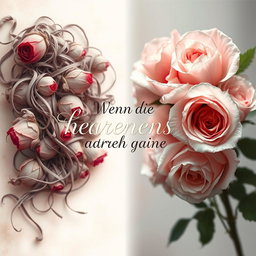 A book cover for the title "Wenn die Herzen auseinander gehen" designed in an ethereal style