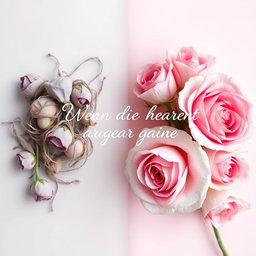 A book cover for the title "Wenn die Herzen auseinander gehen" designed in an ethereal style, featuring a smooth color combination