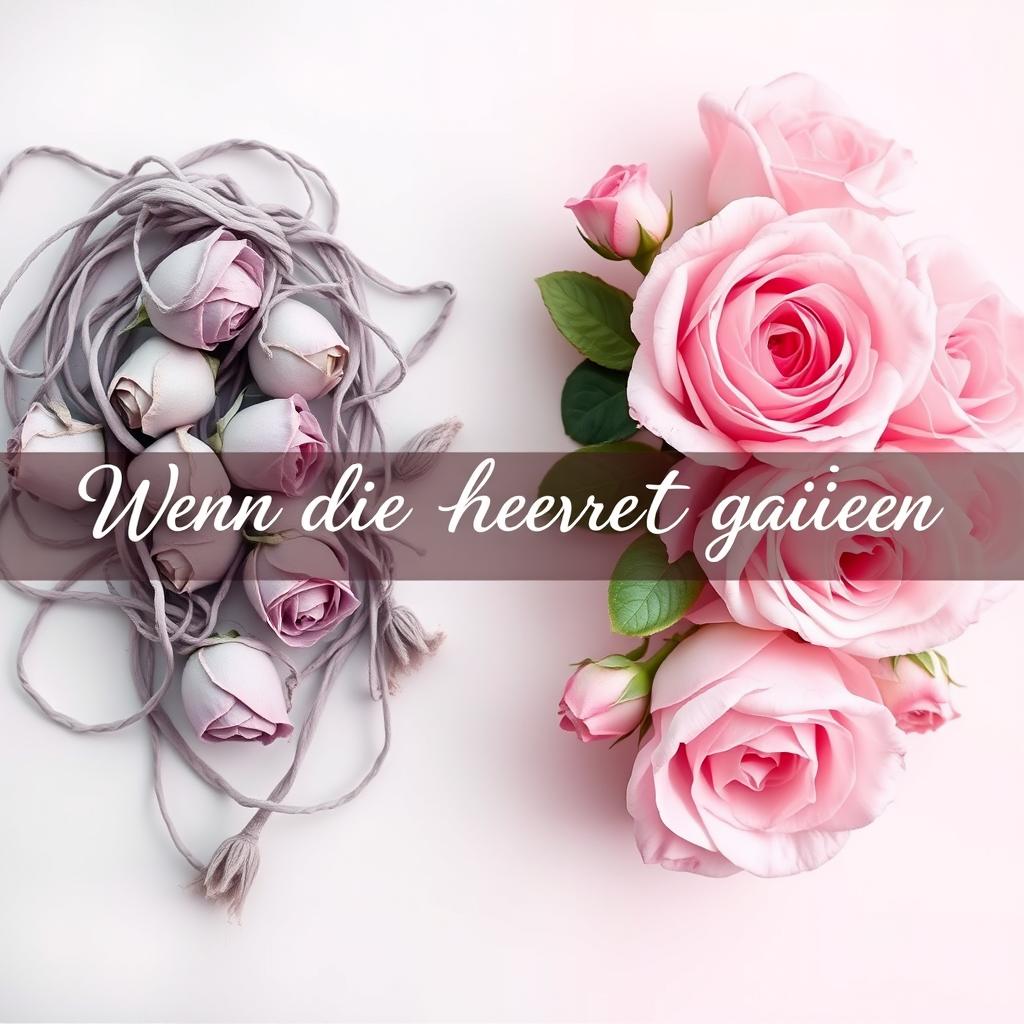 A book cover for the title "Wenn die Herzen auseinander gehen" designed in an ethereal style, featuring a smooth color combination