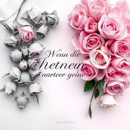 A beautifully elegant book cover for the title "Wenn die Herzen auseinander gehen" designed in an ethereal style with a smooth color combination