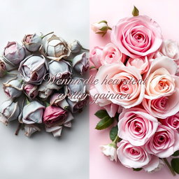 A beautifully elegant book cover for the title "Wenn die Herzen auseinander gehen" designed in an ethereal style with a smooth color combination