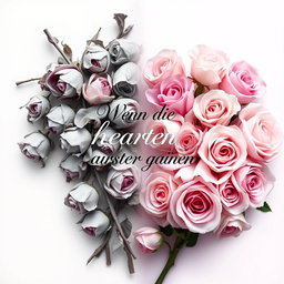 A beautifully elegant book cover for the title "Wenn die Herzen auseinander gehen" designed in an ethereal style with a smooth color combination