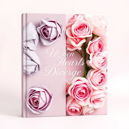 An elegant book cover for the title "When Hearts Diverge" designed in an ethereal style featuring a smooth color combination