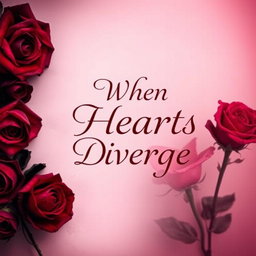 An elegant and slightly mysterious book cover for the title "When Hearts Diverge", designed in an ethereal style with a smooth, dark feminine color combination