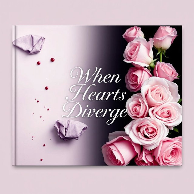 An elegant book cover for the title "When Hearts Diverge" designed in an ethereal style featuring a smooth color combination
