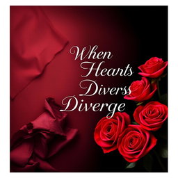 An elegant and slightly mysterious book cover for the title "When Hearts Diverge" designed in a captivating ethereal style with a smooth, dark feminine color palette