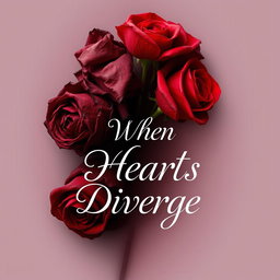 An elegant and slightly mysterious book cover for the title "When Hearts Diverge" designed in a captivating ethereal style with a smooth, dark feminine color palette