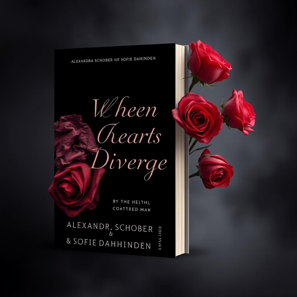 An elegant book cover design titled "When Hearts Diverge" by Alexandra Schober & Sofie Dahinden