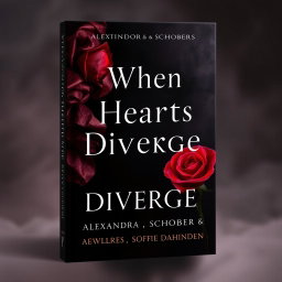 An elegant book cover design titled "When Hearts Diverge" by Alexandra Schober & Sofie Dahinden